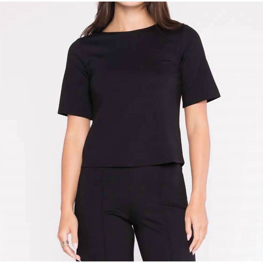 NWT NEW RIPLEY RADER ponte knit short sleeve top in black